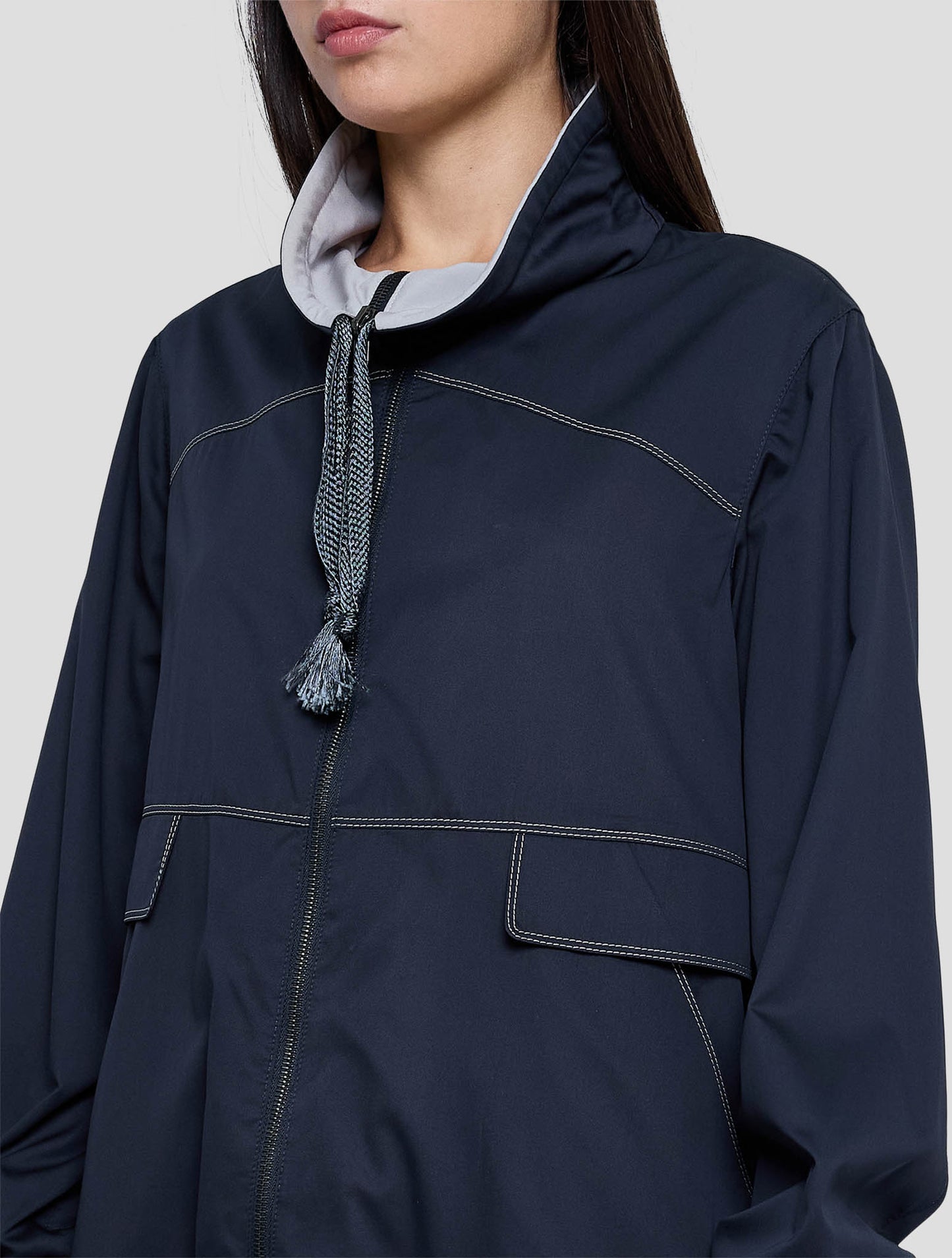 Kiton Gray Silk Reverse Coat Women