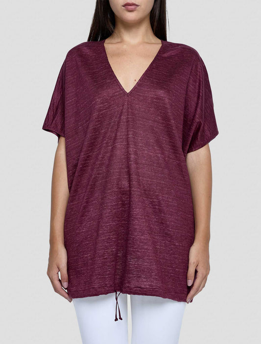Kiton Burgundy Linen Blazer Women