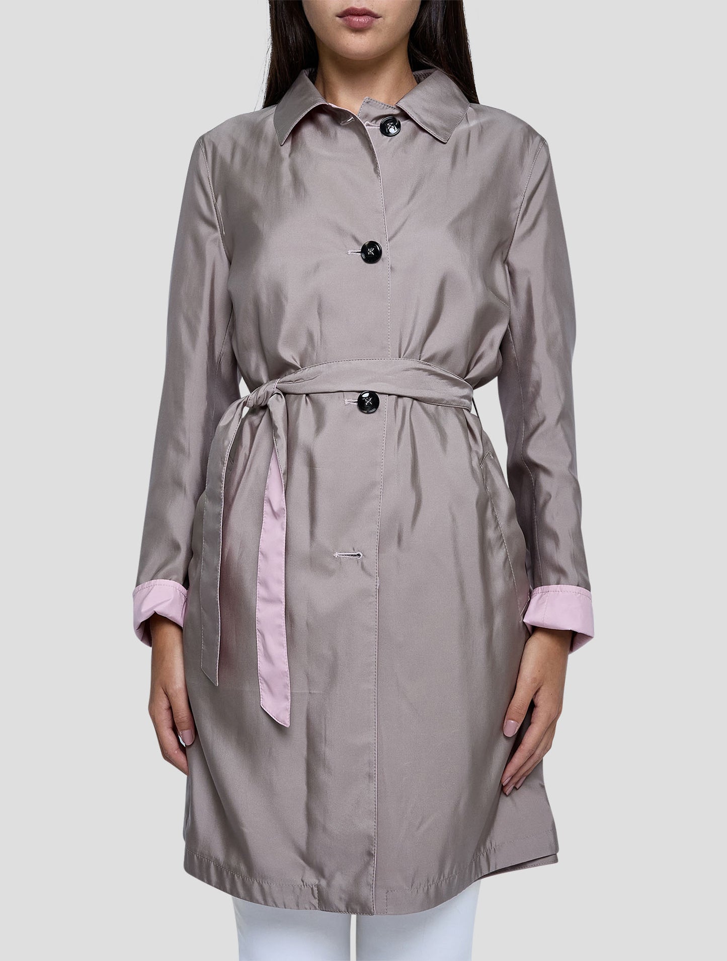 Kiton Taupe Pink Pl Reverse Overcoat Women