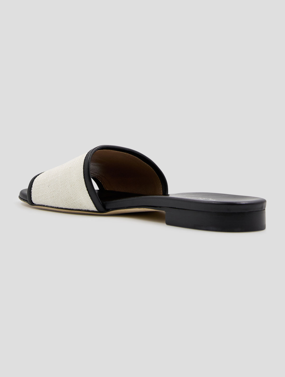 Kiton Black White Cotton Leather Sandals Women