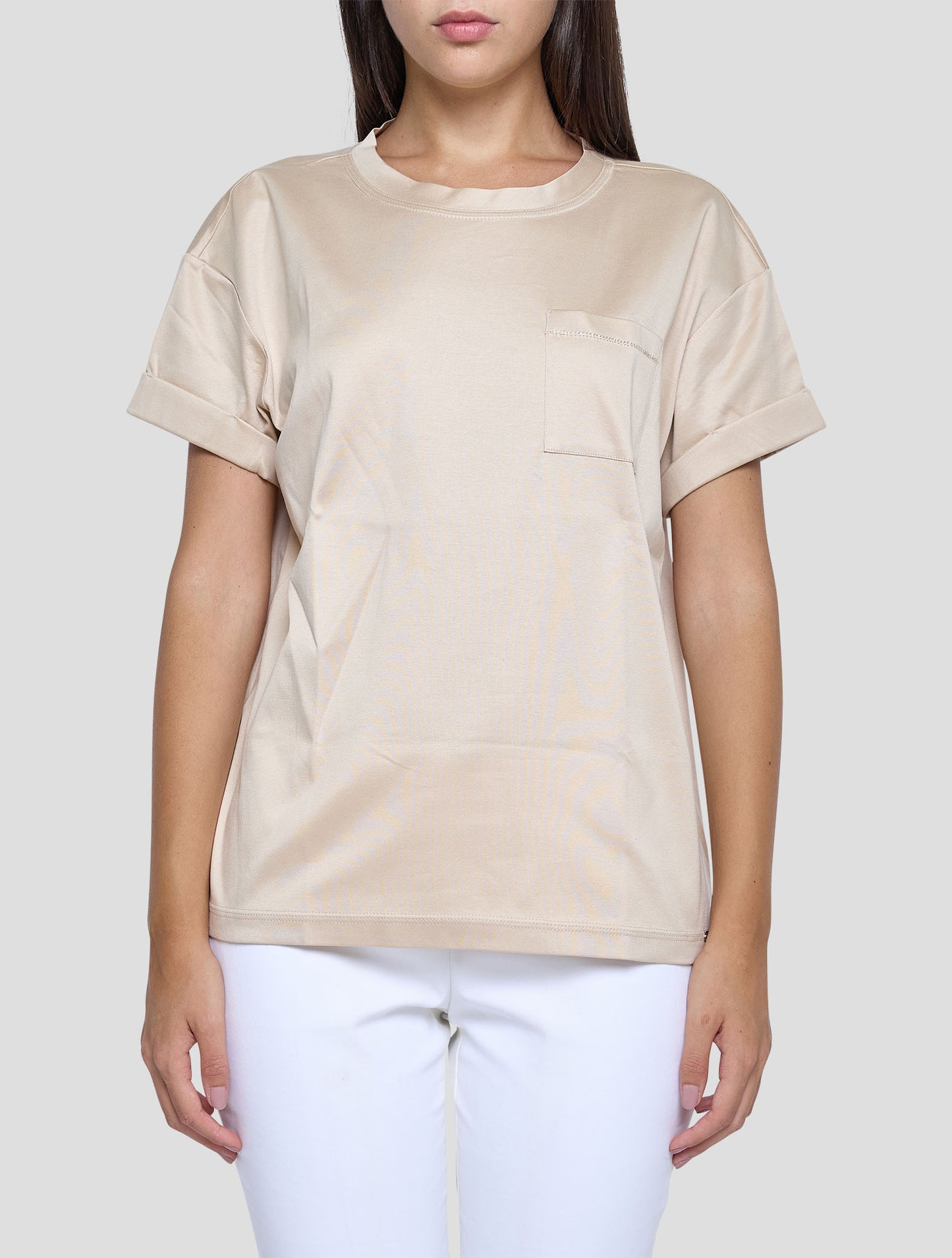 Kiton Beige Cotton T-Shirt Women