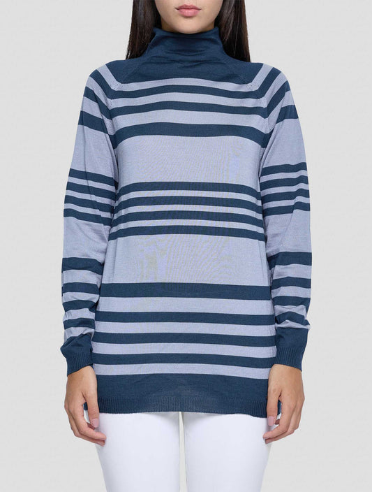 Kiton Gray Green Cashmere Silk Sweater Turtleneck Women