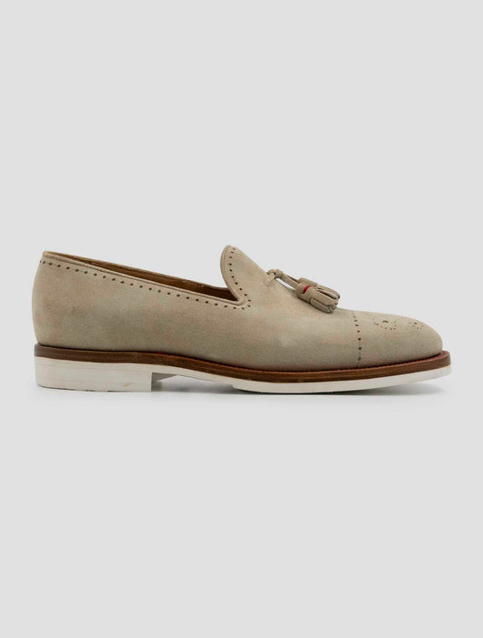 Kiton Beige Leather Suede Loafers