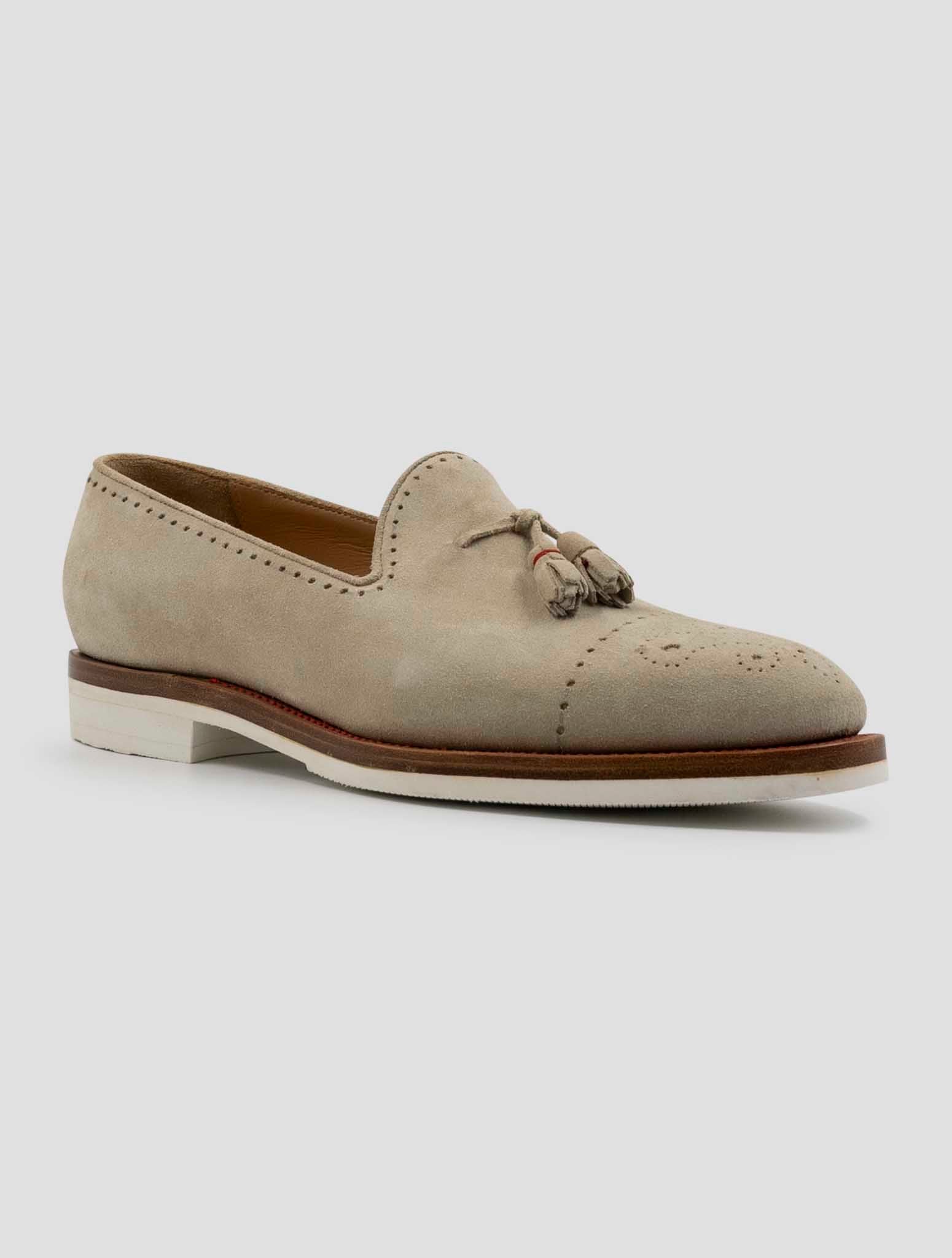 Kiton Beige Leather Suede Loafers