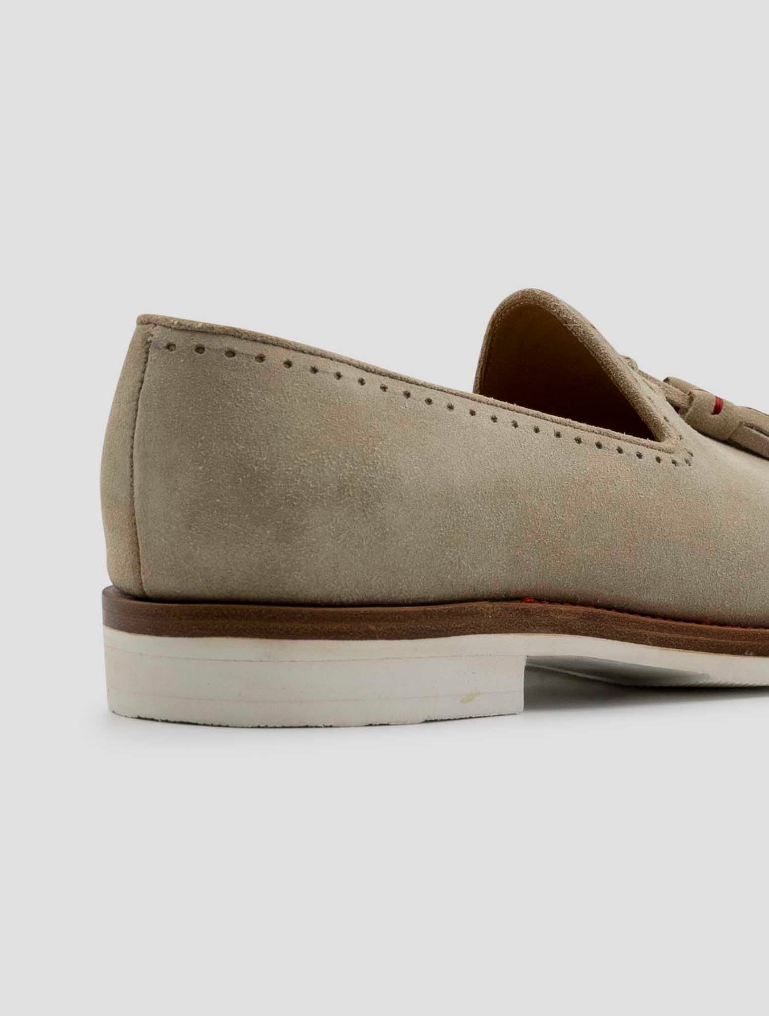 Kiton Beige Leather Suede Loafers