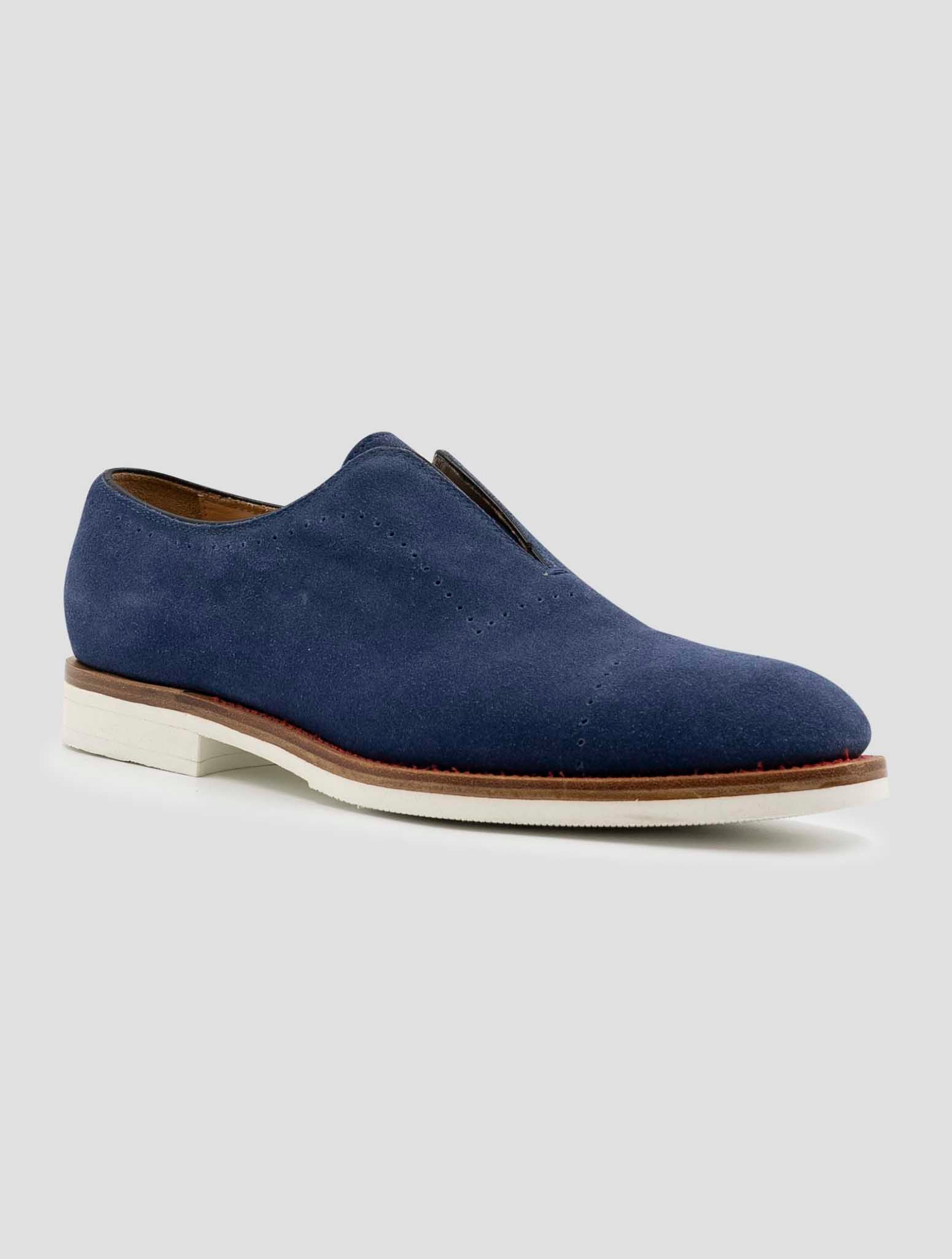 Kiton Blue Leather Suede Dress Shoes
