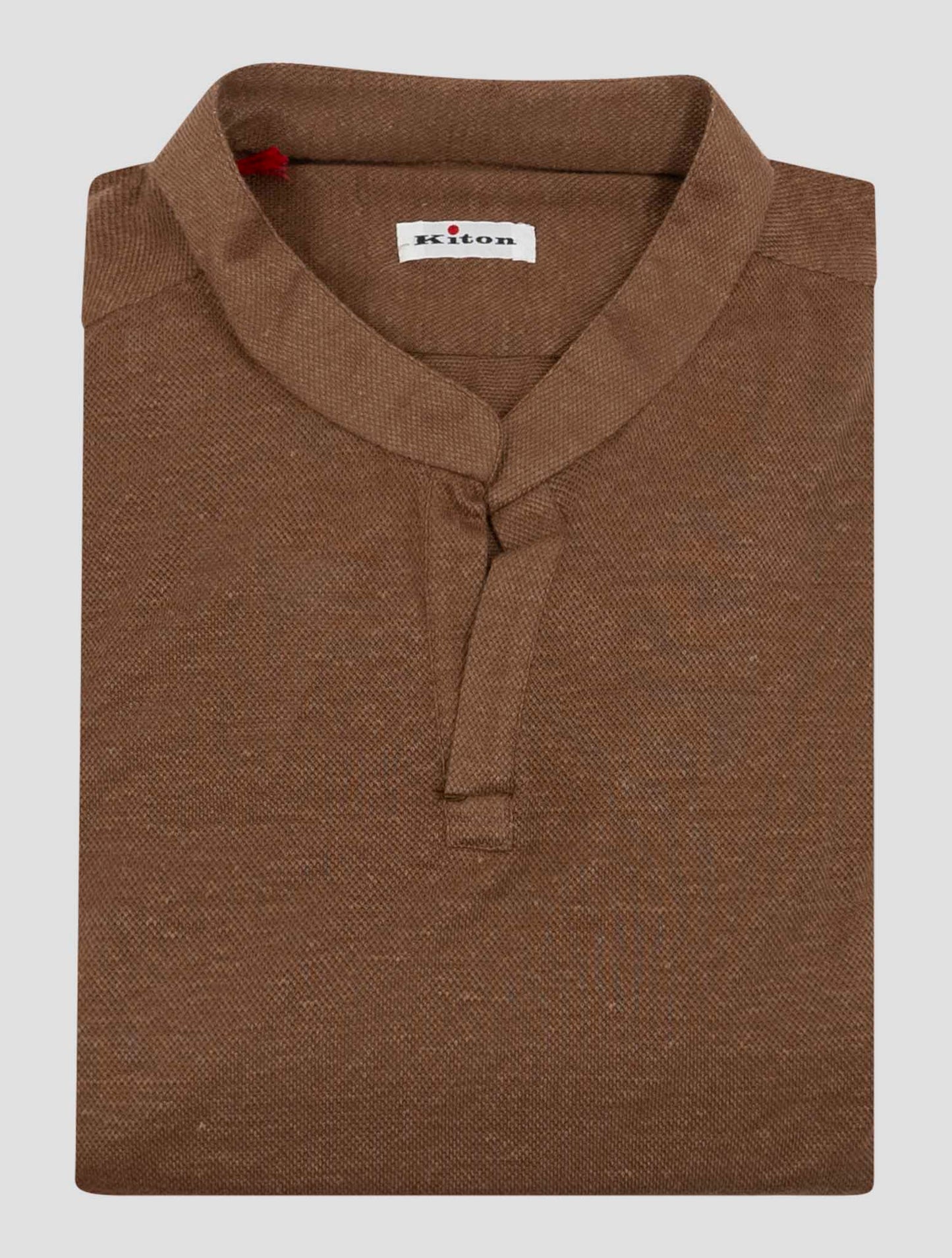 Kiton Brown Linen Cotton Korean Shirt