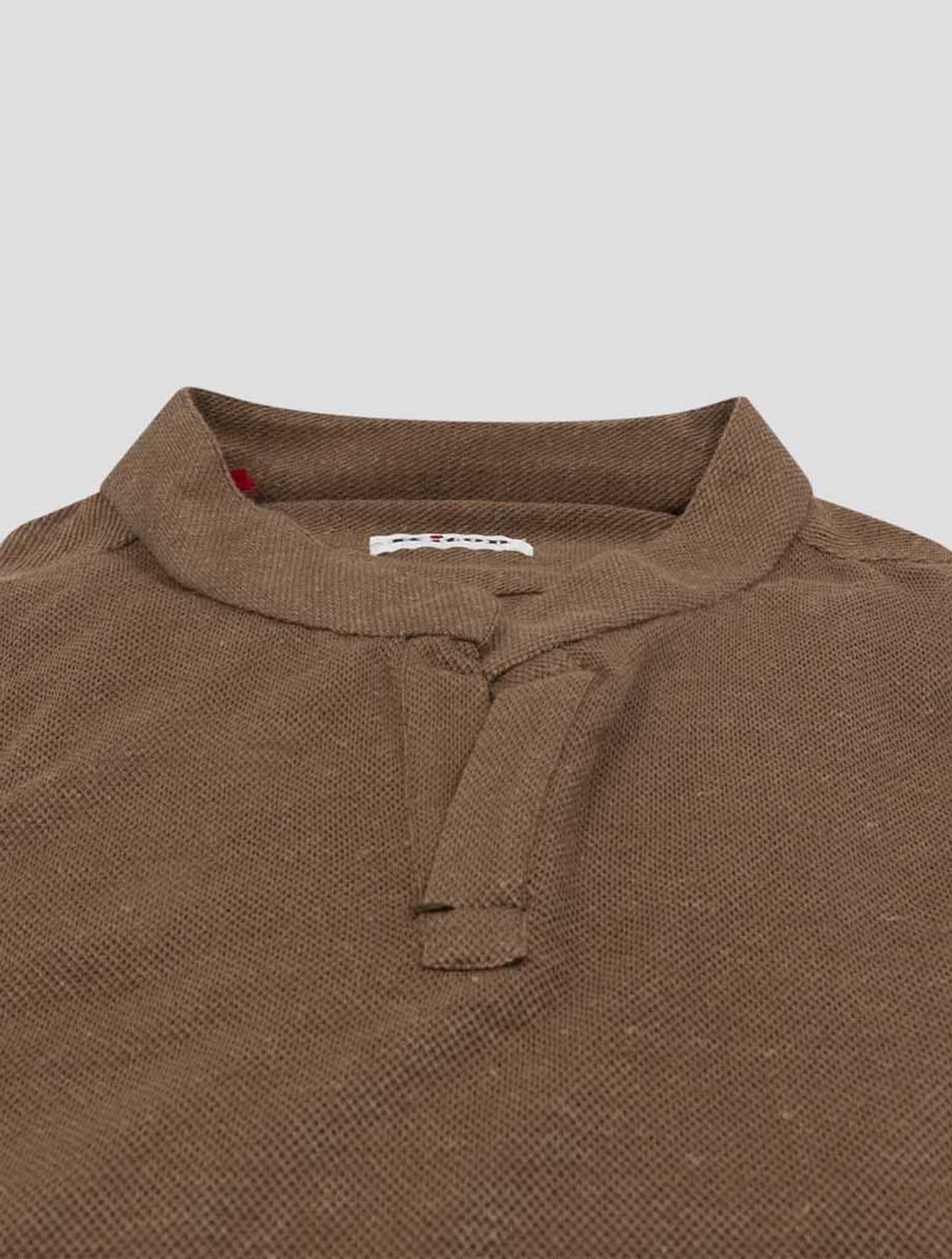 Kiton Brown Linen Cotton Korean Shirt