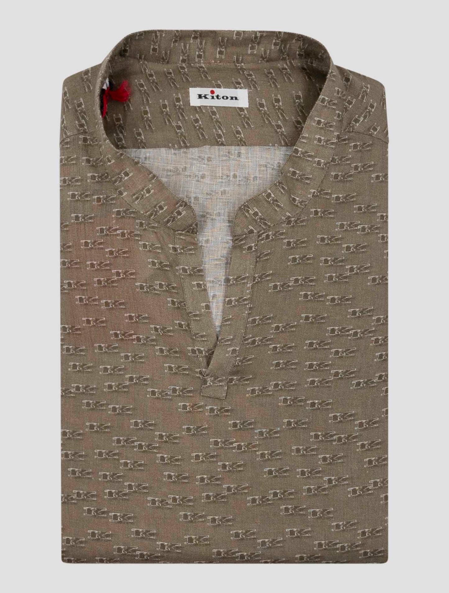 Kiton Brown Linen Korean Shirt