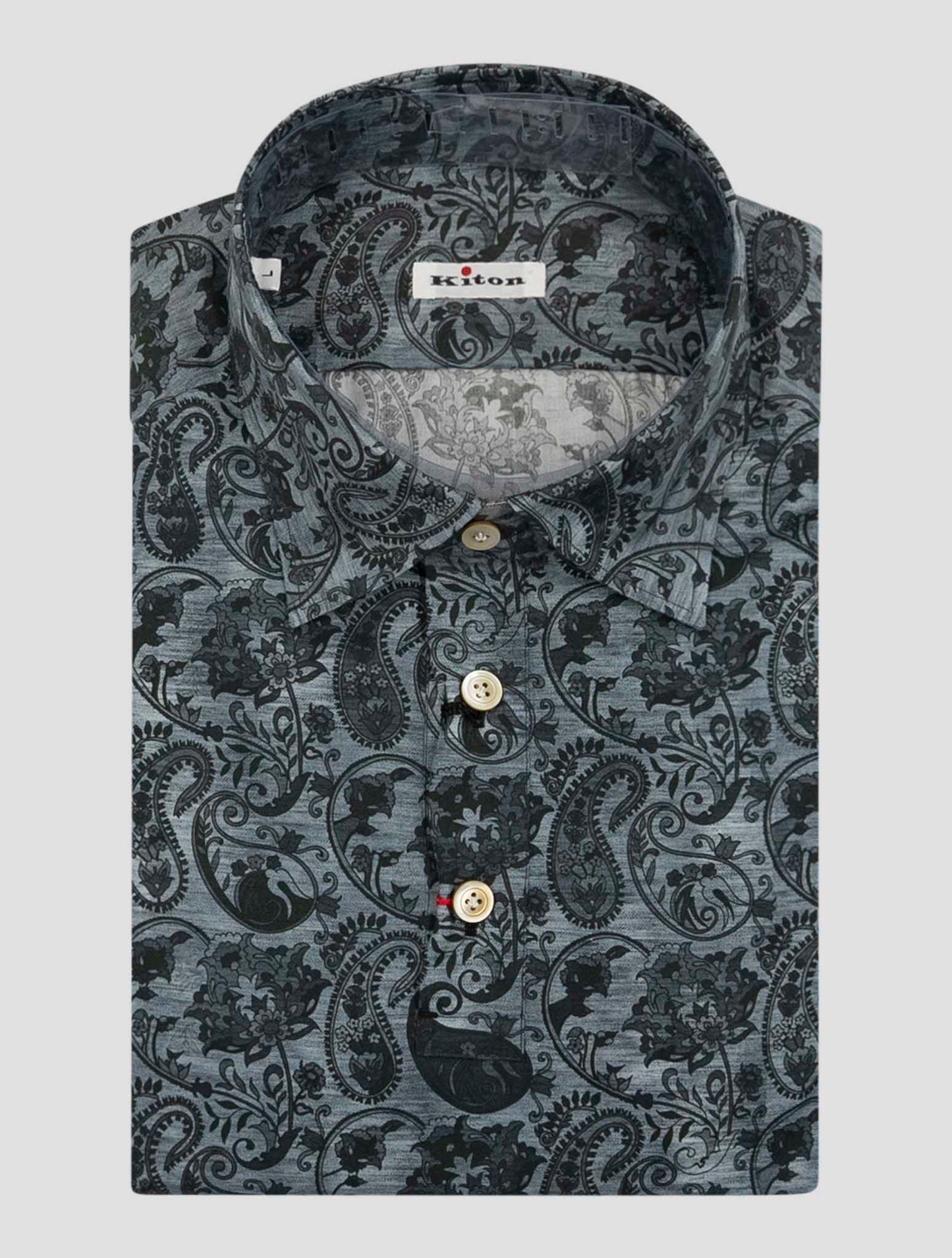 Kiton Dark Gray Cotton Shirt Positano