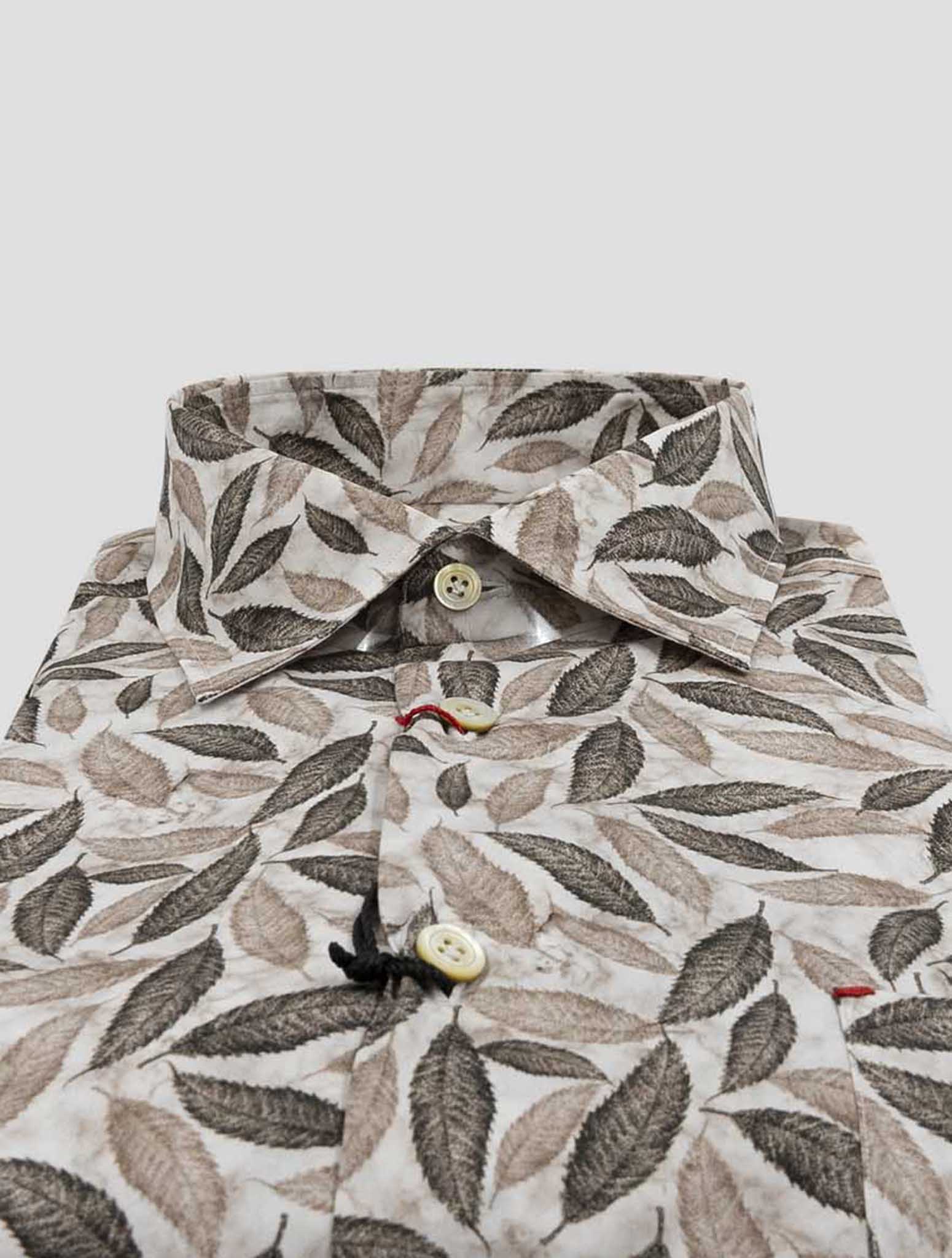 Kiton Brown White Cotton Shirt Nerano
