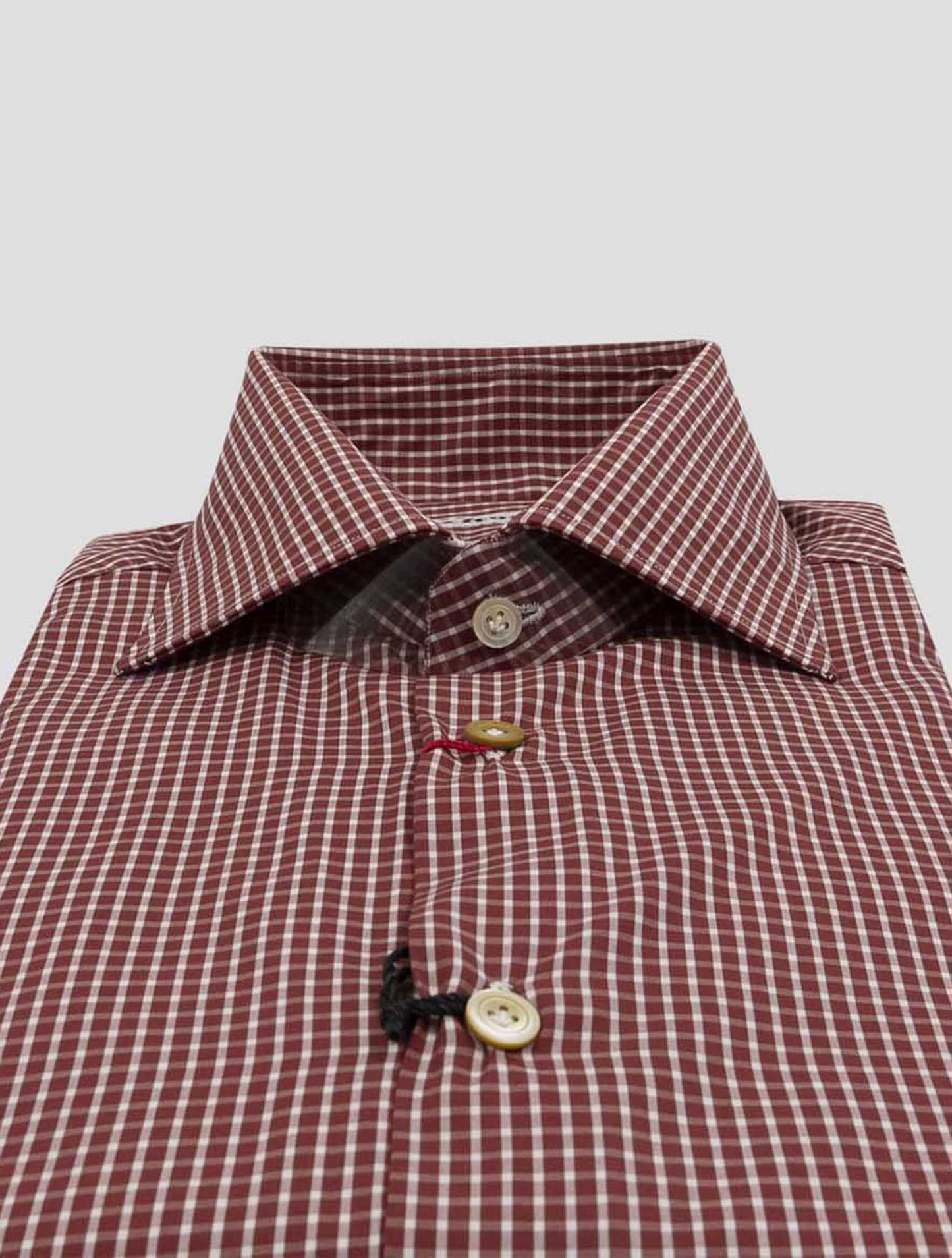 Kiton Red White Cotton Shirt