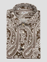 Kiton Brown White Cotton Shirt