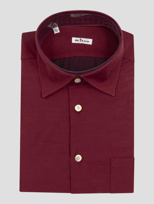 Kiton Burgundy Cotton Silk Cashmere Shirt Nerano