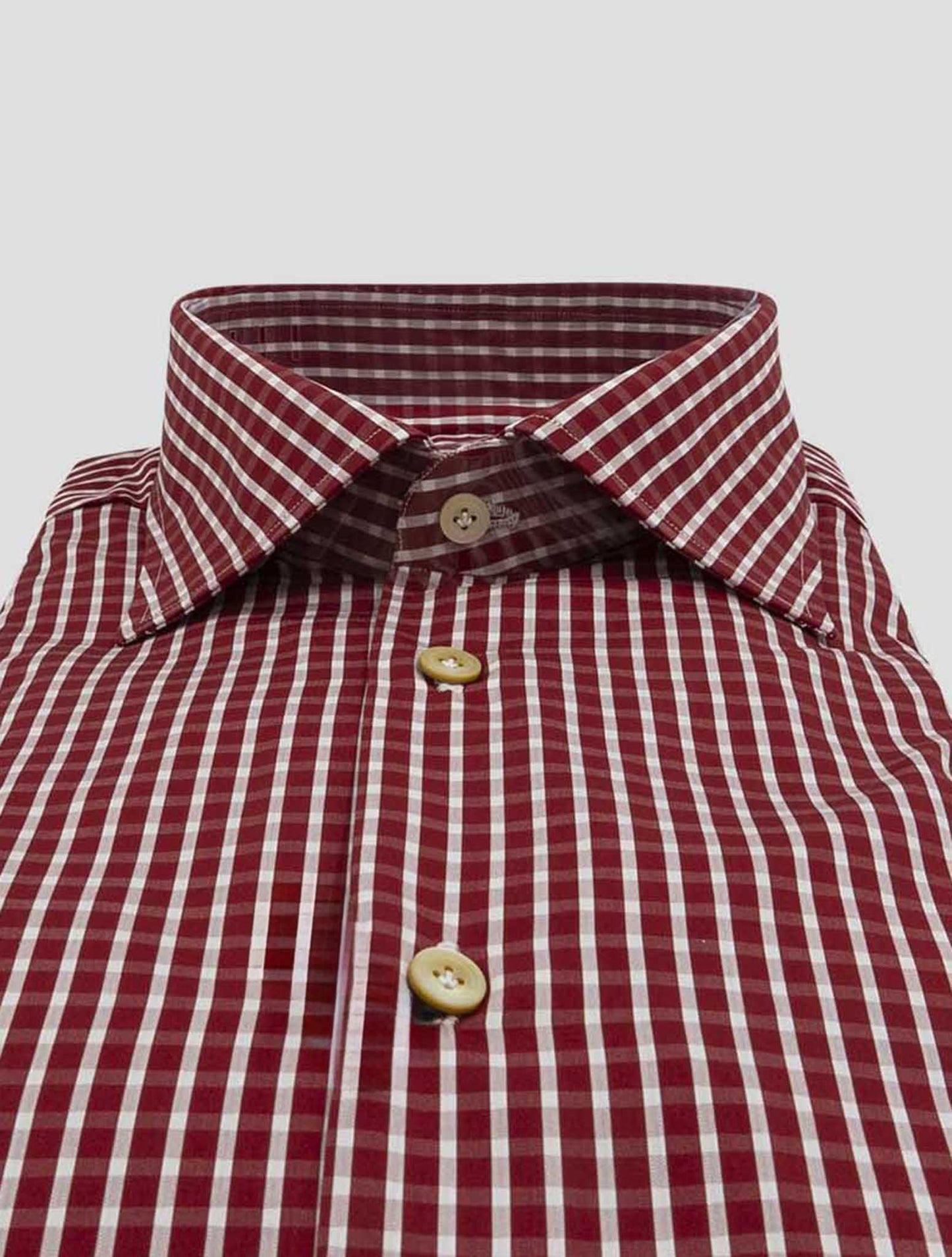 Kiton Red White Cotton Shirt