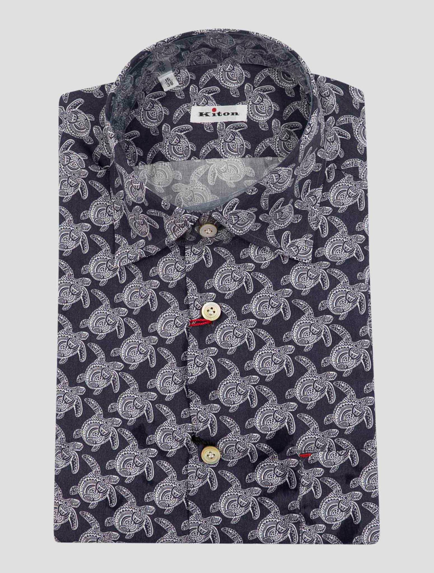 Kiton Blue White Cotton Shirt
