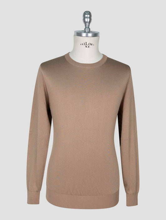 Kiton Brown Silk Sweater Crewneck