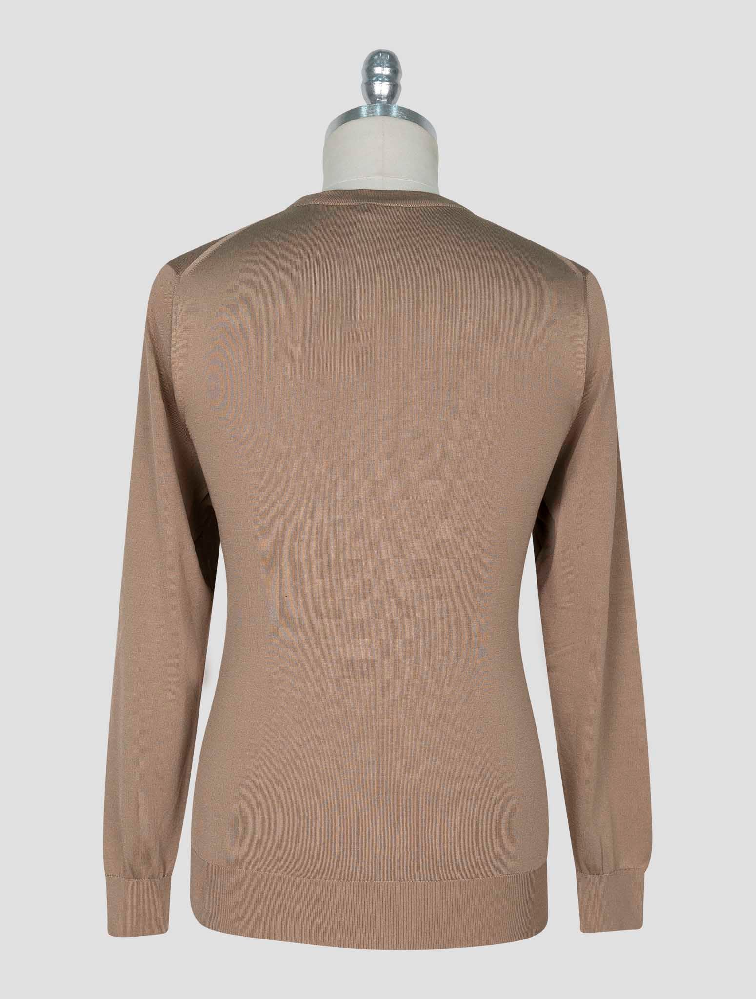 Kiton Brown Silk Sweater Crewneck