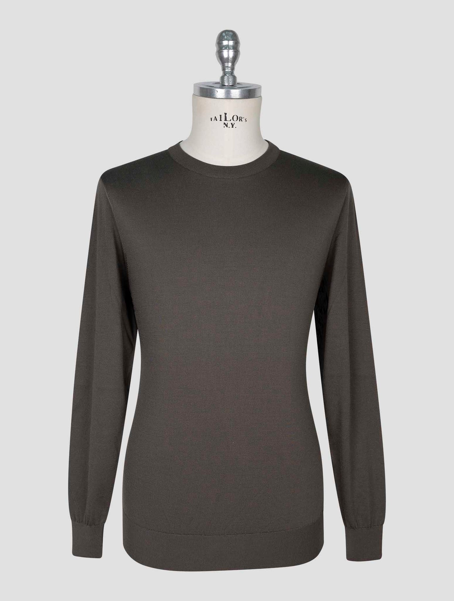 Kiton Taupe Silk Sweater Crewneck