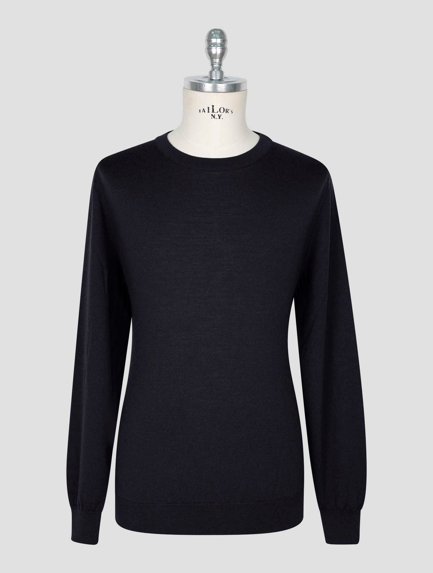 Kiton Black Wool Sweater Crewneck