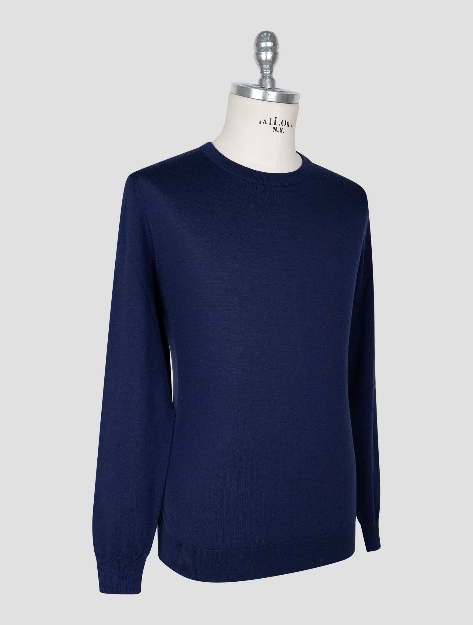 Kiton Blue Wool Sweater Crewneck