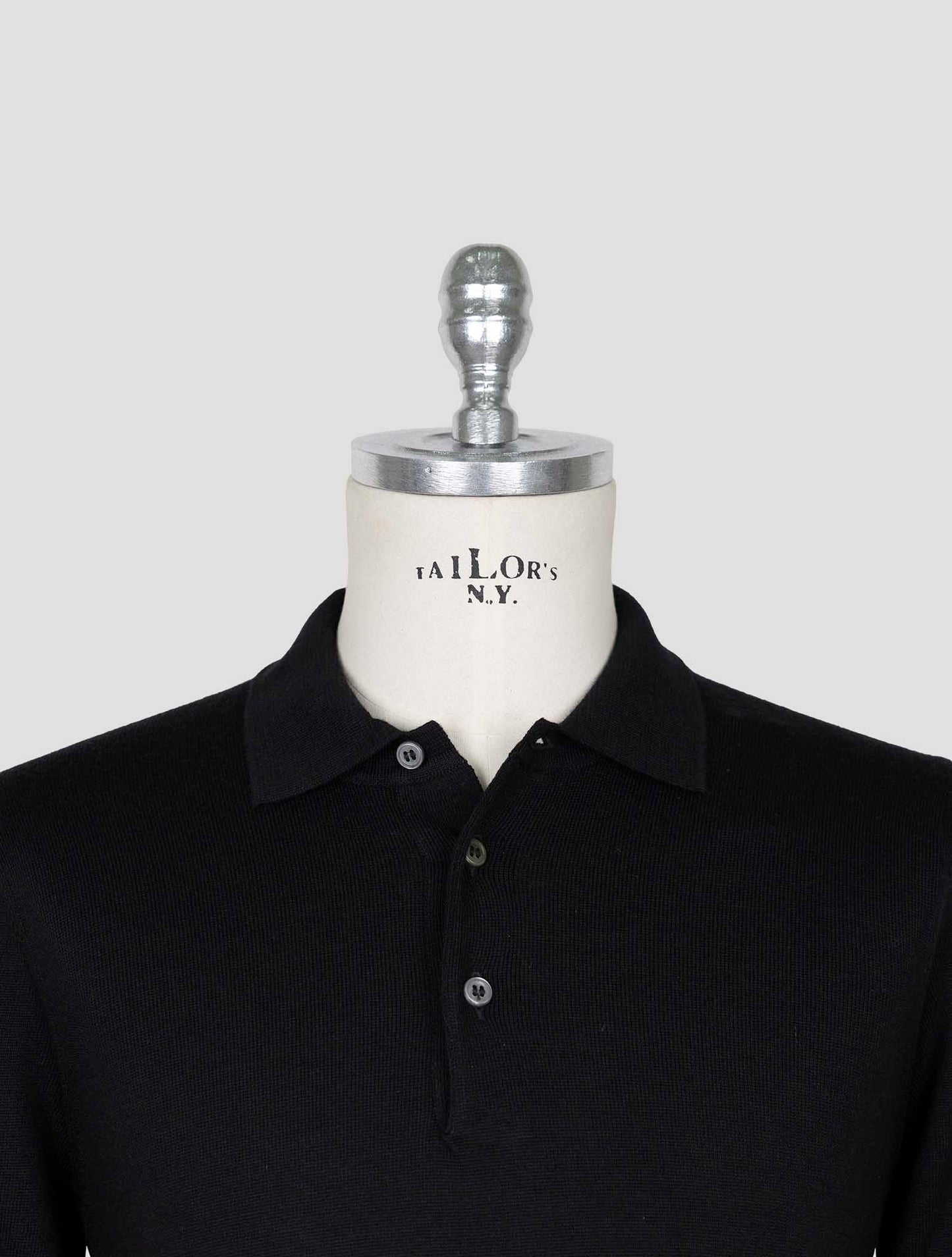Kiton Black Wool Sweater Polo