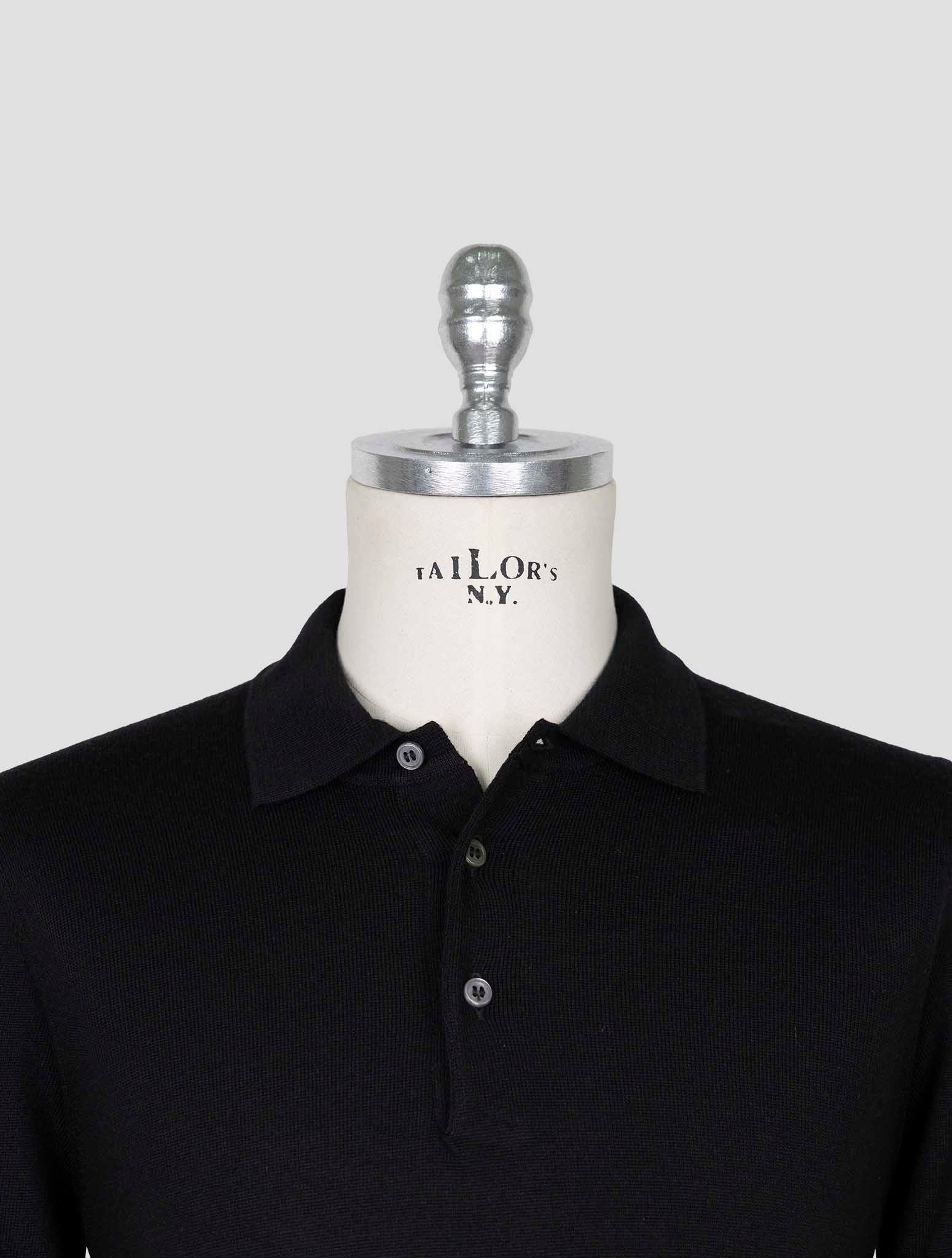 Kiton Black Wool Sweater Polo