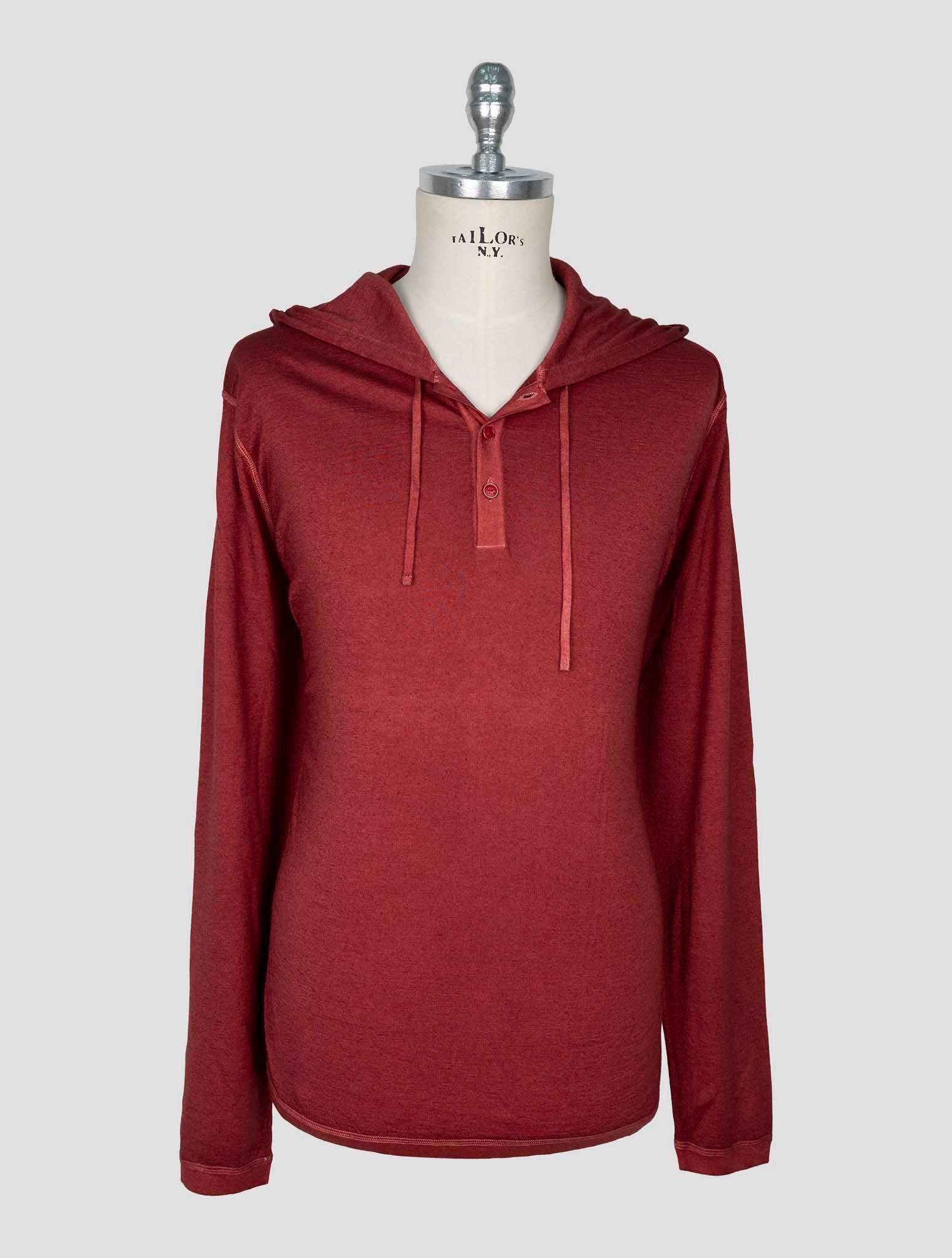Kiton Red Cashmere Silk Sweater Hoodie