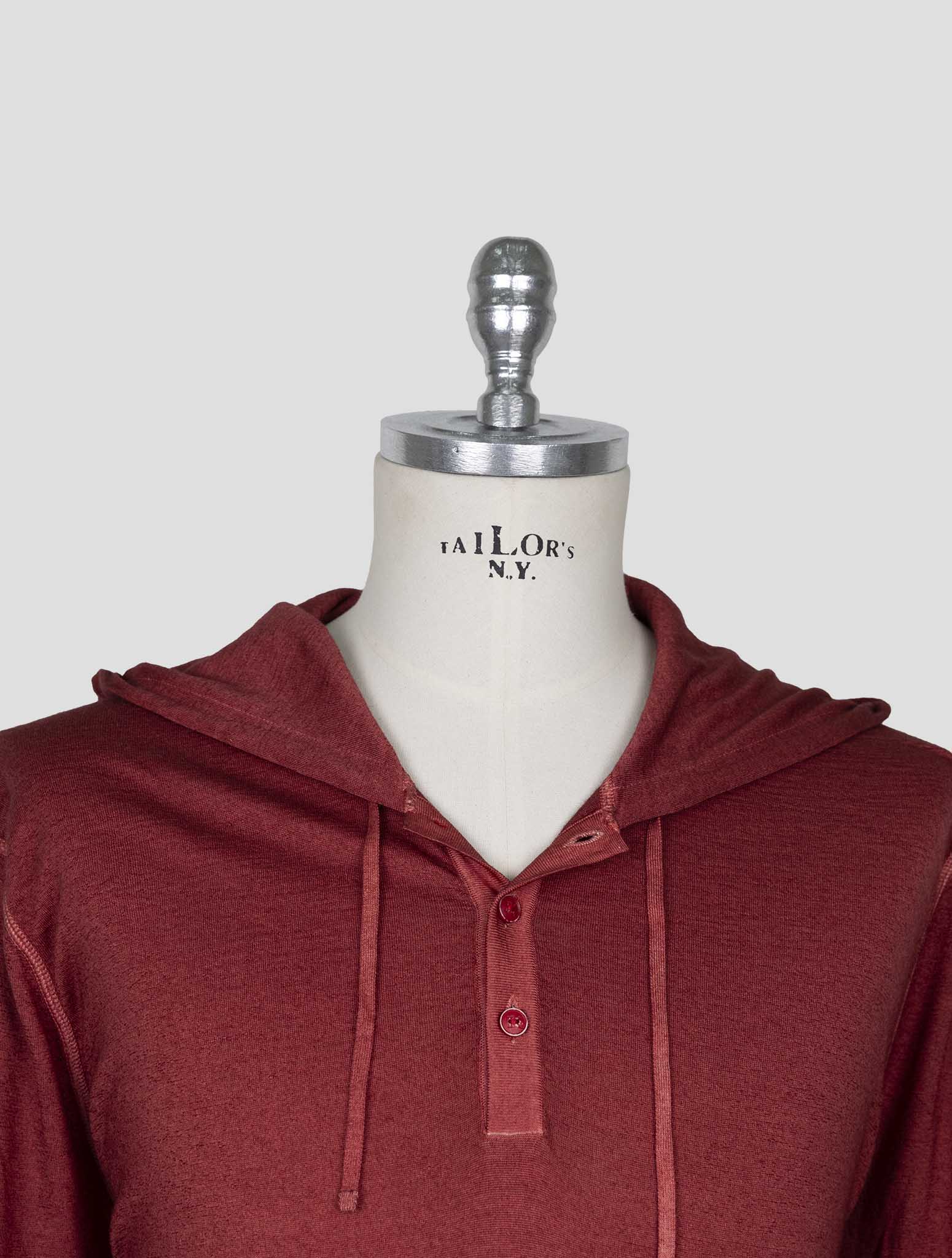 Kiton Red Cashmere Silk Sweater Hoodie