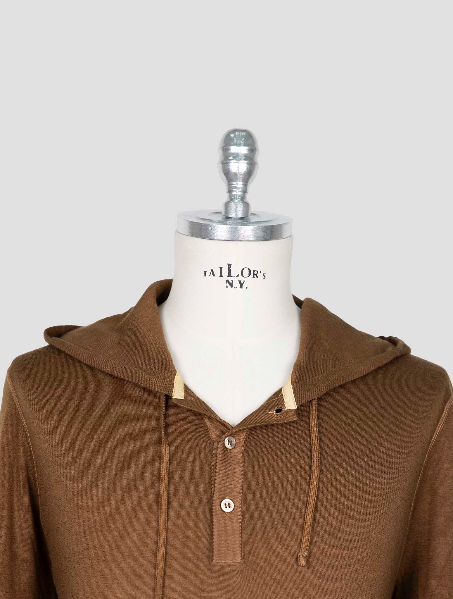 Kiton Brown Wool Sweater Hoodie