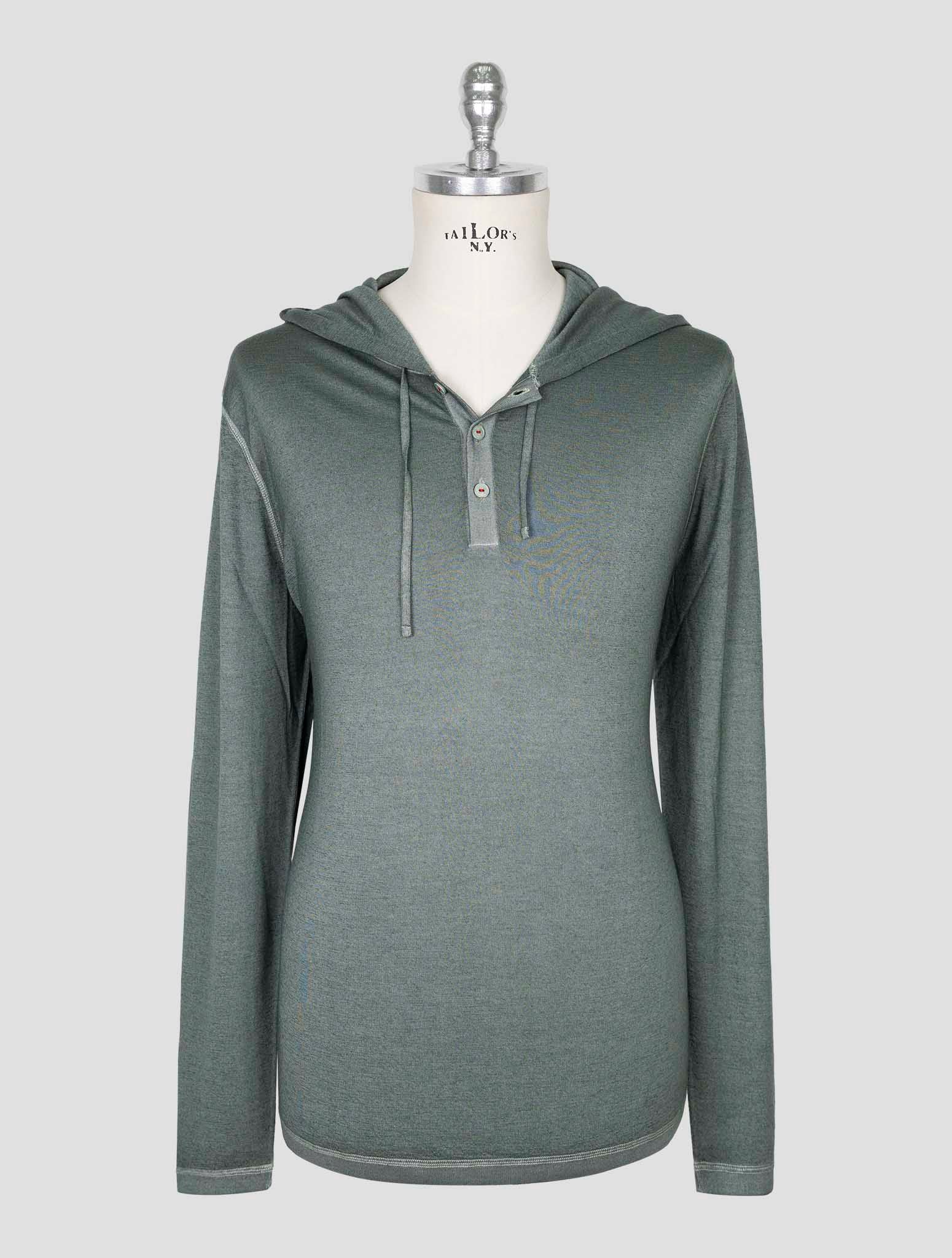 Kiton Green Cashmere Silk Sweater Hoodie