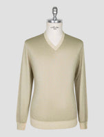 Kiton Beige Cashmere Silk Sweater V-Neck