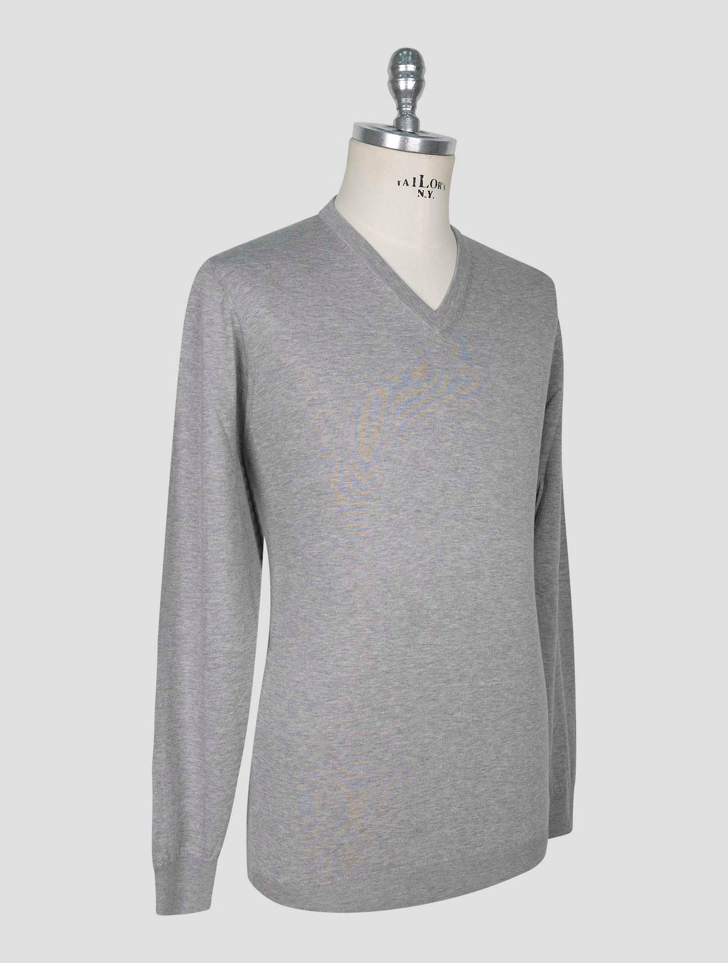 Kiton Gray Cotton Sweater V-Neck