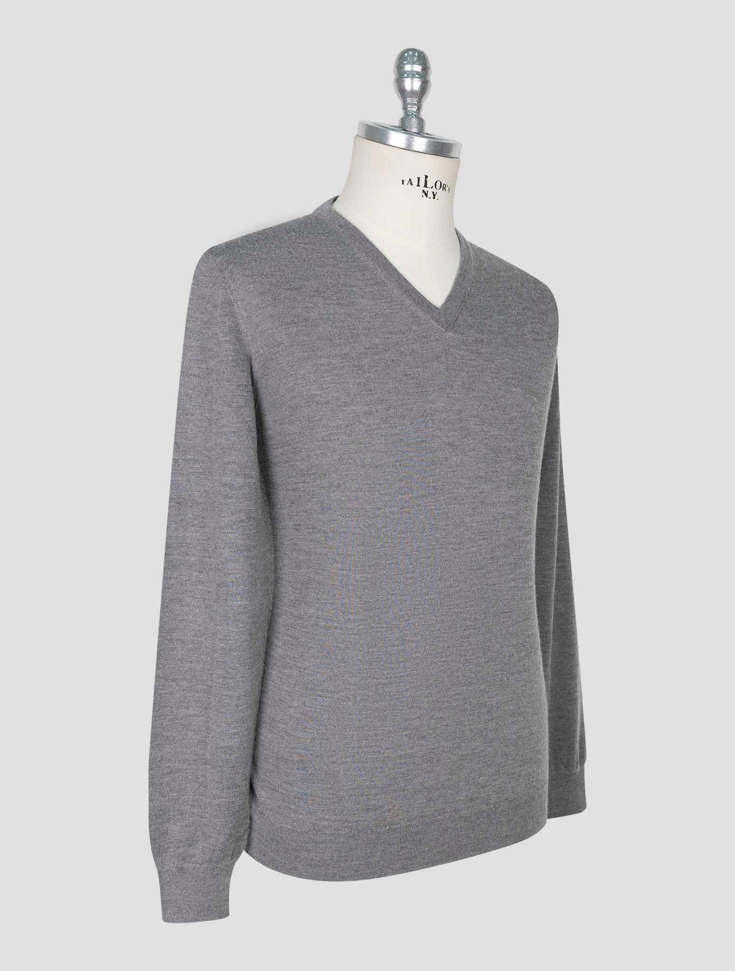 Kiton Black Cashmere Silk Sweater V-Neck