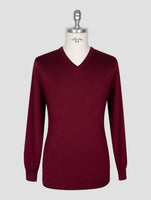 Kiton Burgundy Cashmere Silk Sweater V-Neck