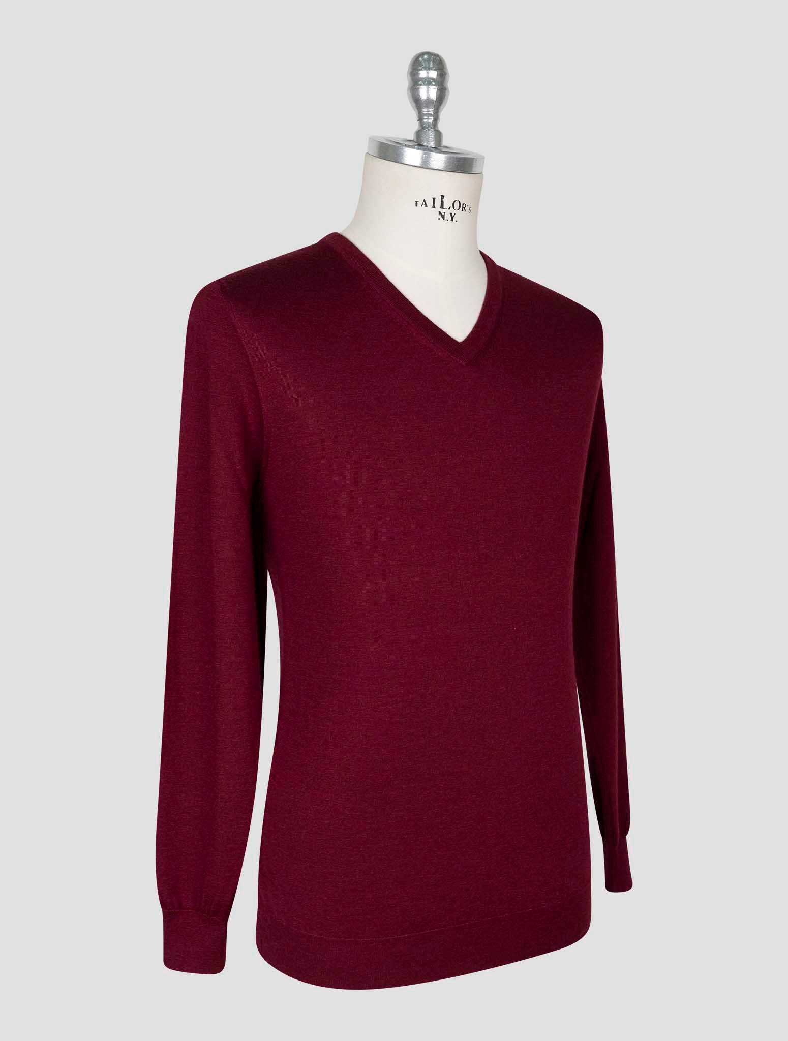 Kiton Burgundy Cashmere Silk Sweater V-Neck