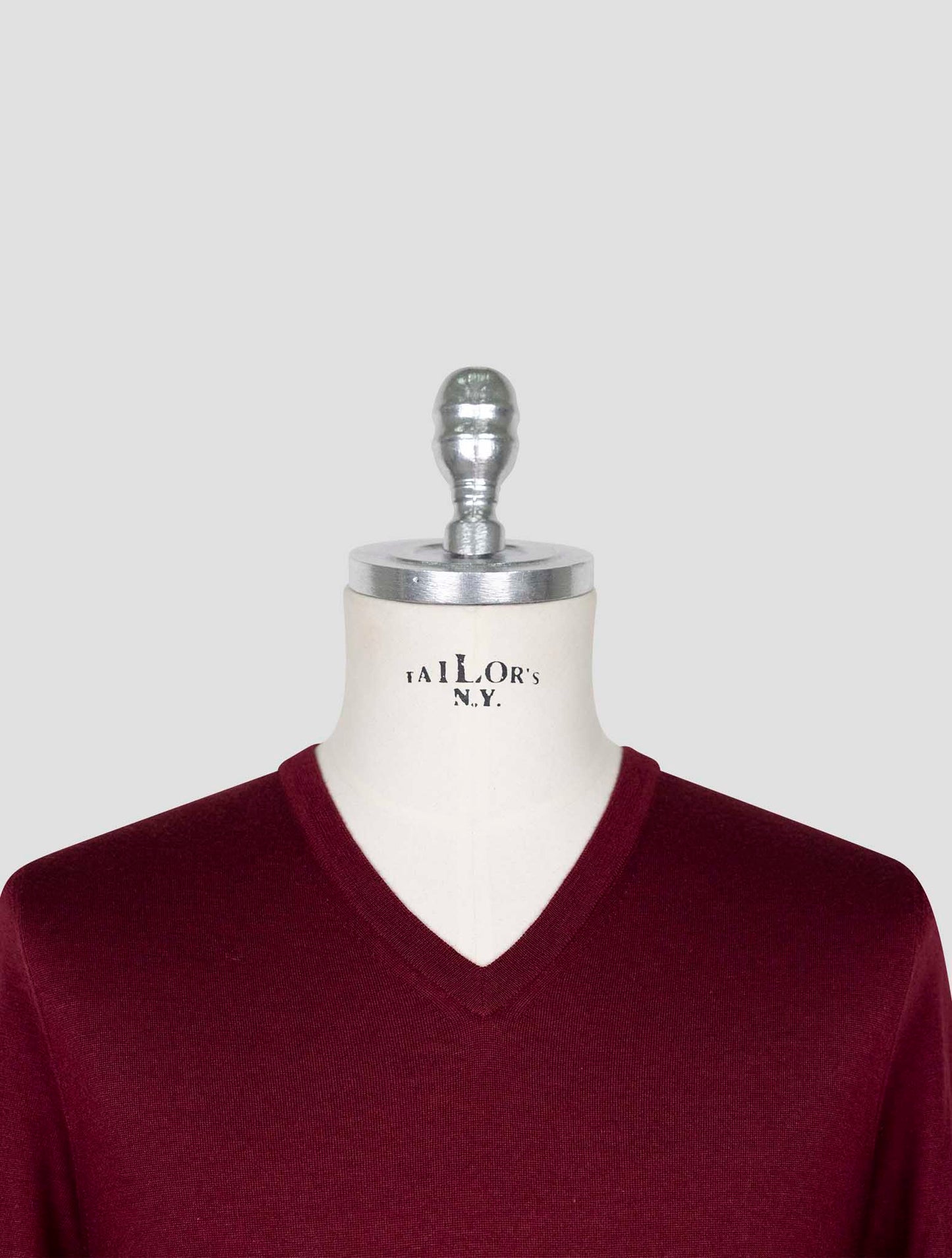 Kiton Burgundy Cashmere Silk Sweater V-Neck
