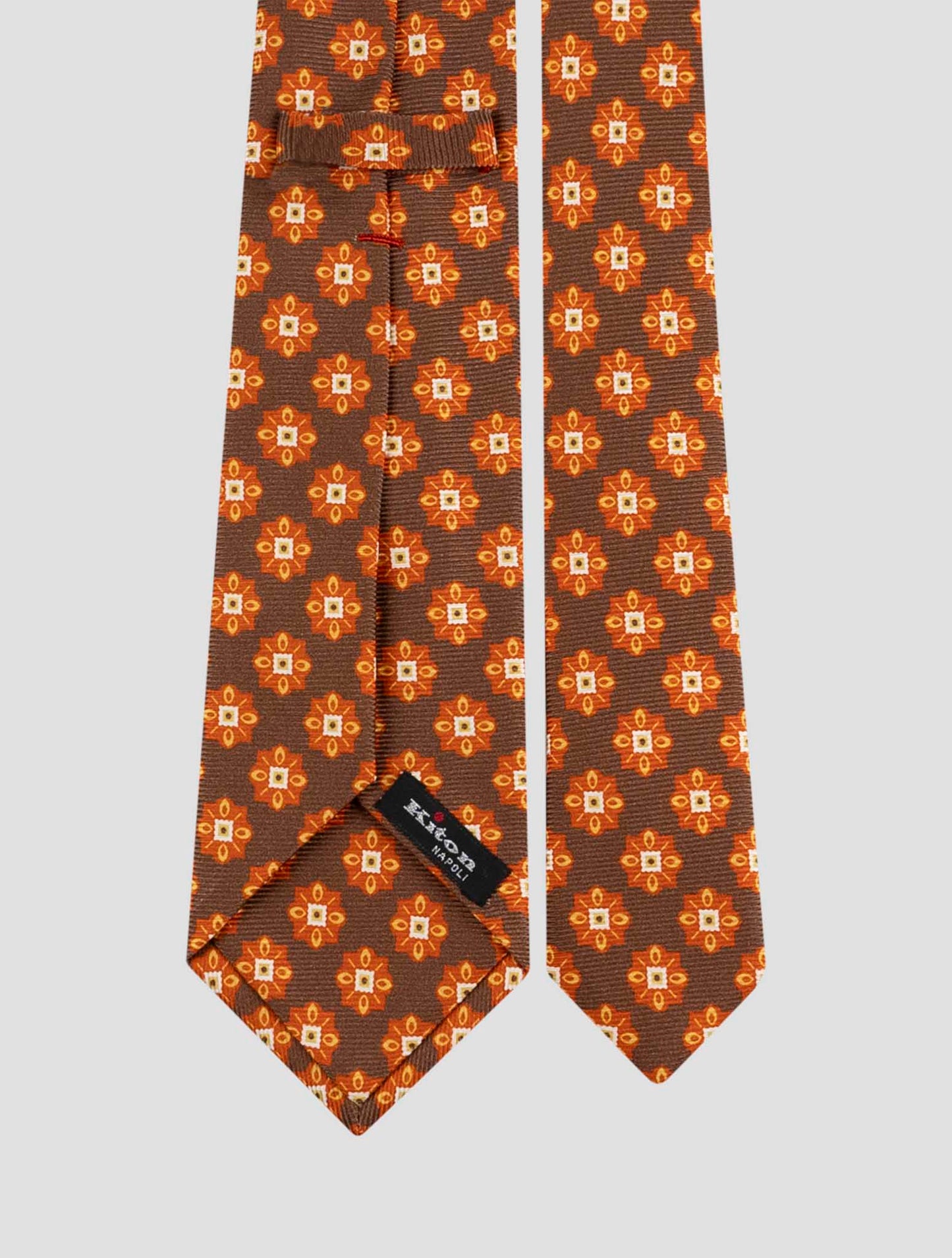 Kiton Orange Brown Silk Tie