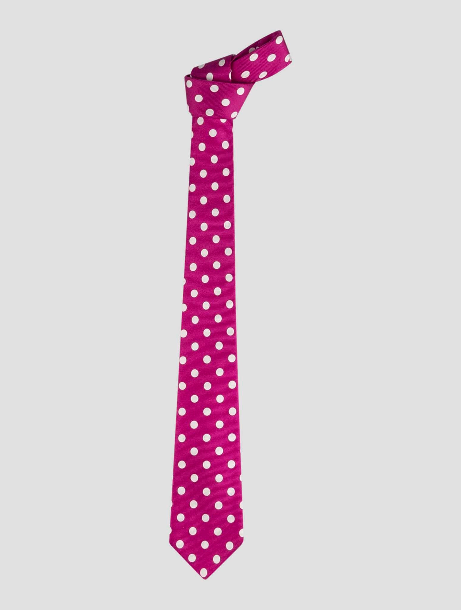 Kiton Fuchsia White Silk Tie