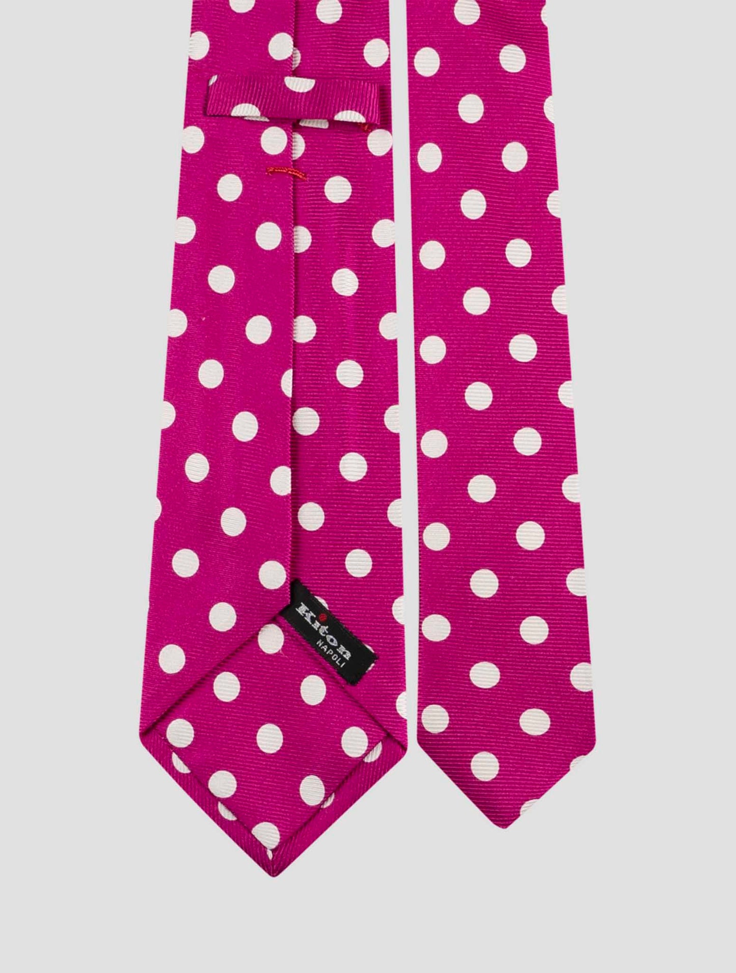 Kiton Fuchsia White Silk Tie