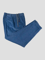 Kiton Blue Cotton Velvet Pants