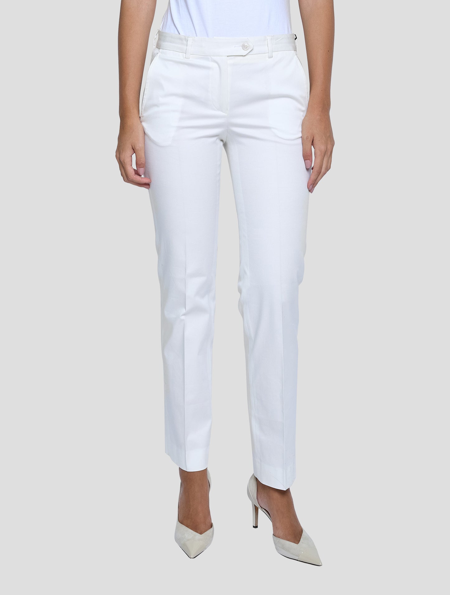 Kiton White Cotton Ea Pants Women