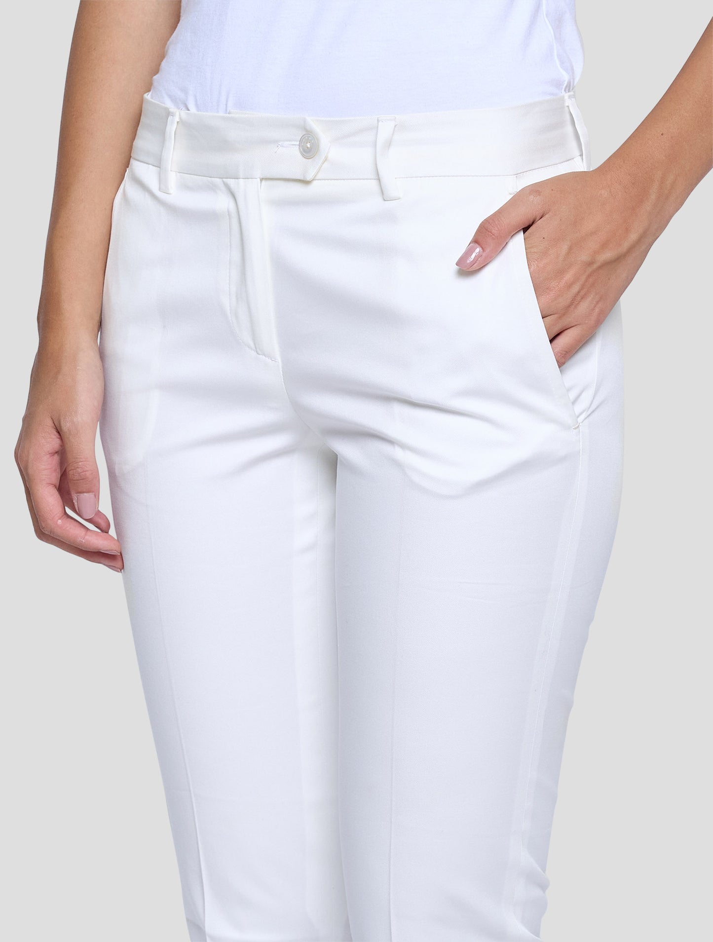 Kiton White Cotton Ea Pants Women