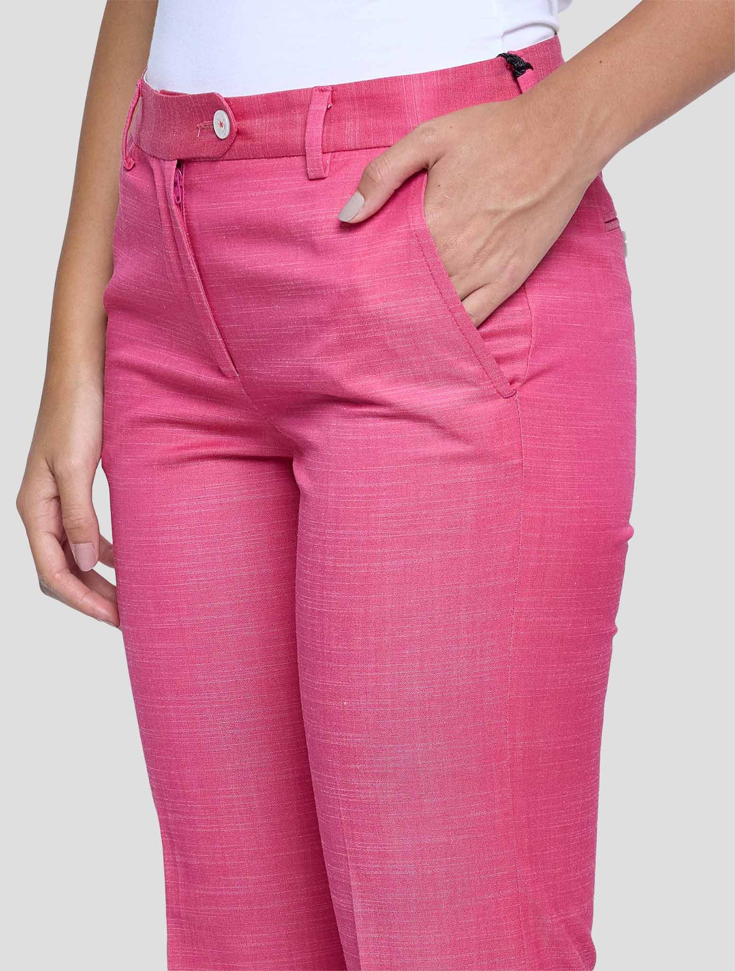 Kiton Pink Virgin Wool Cotton Ea Pants Women