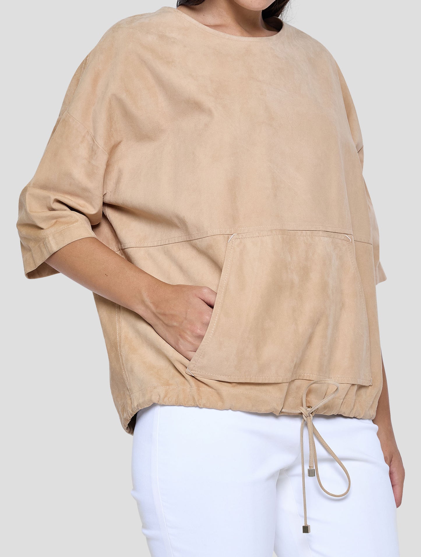 Kiton Beige Leather Suede Sweater Women