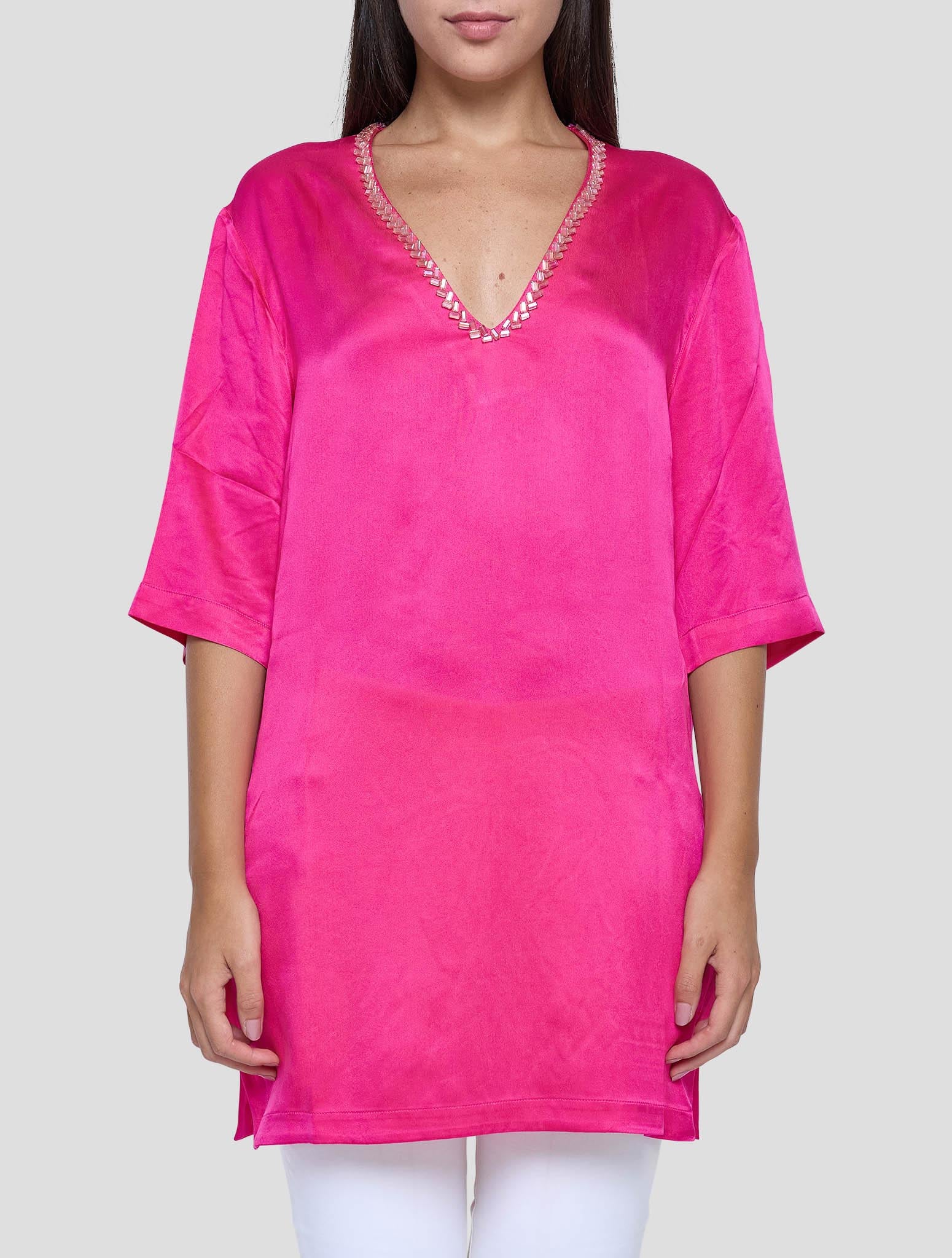 Kiton Fuchsia Silk Shirt Women