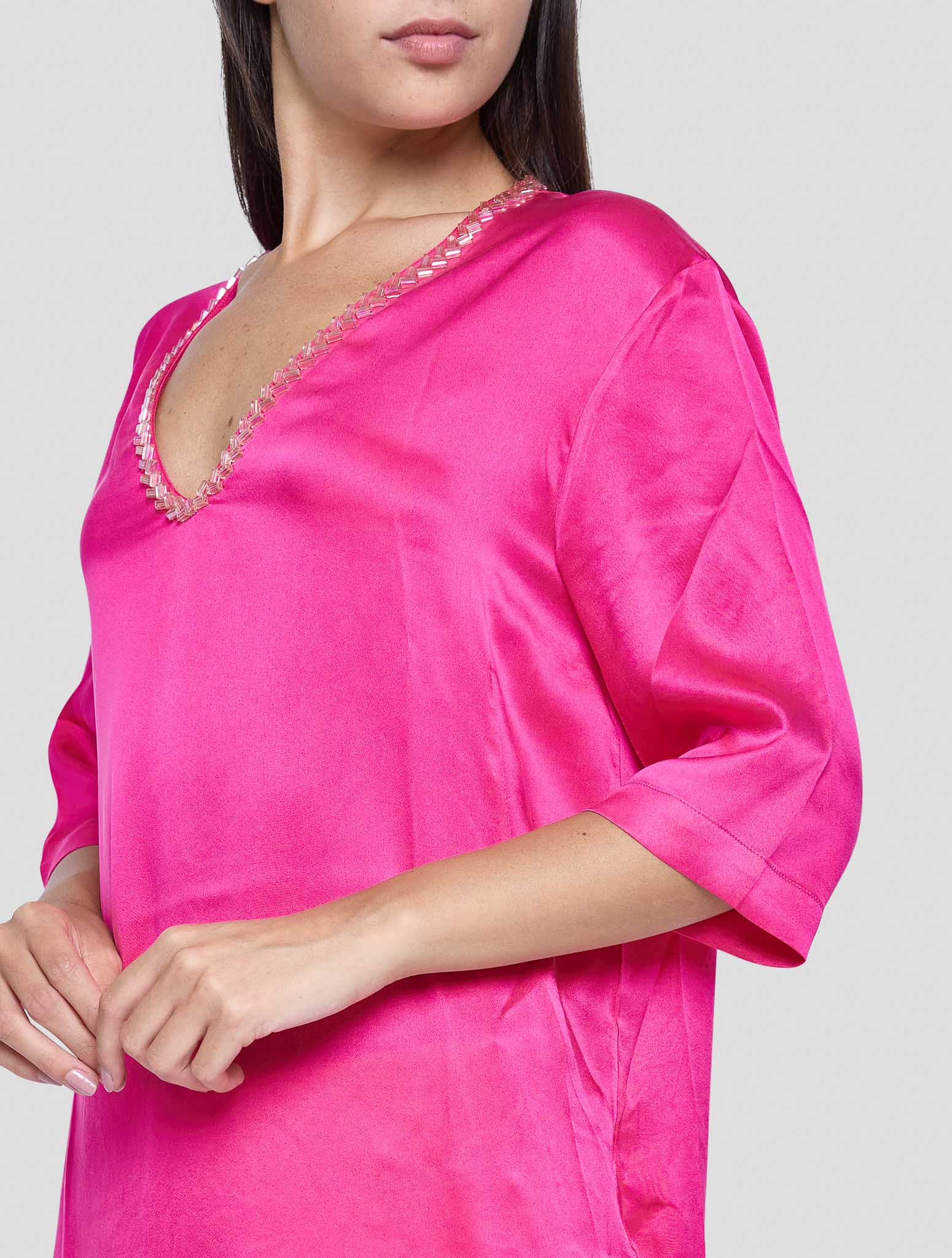 Kiton Fuchsia Silk Shirt Women
