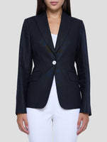 Kiton Black Linen Blazer Women