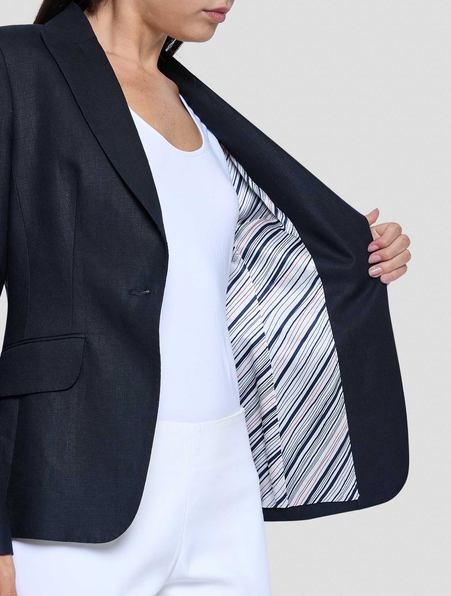 Kiton Black Linen Blazer Women
