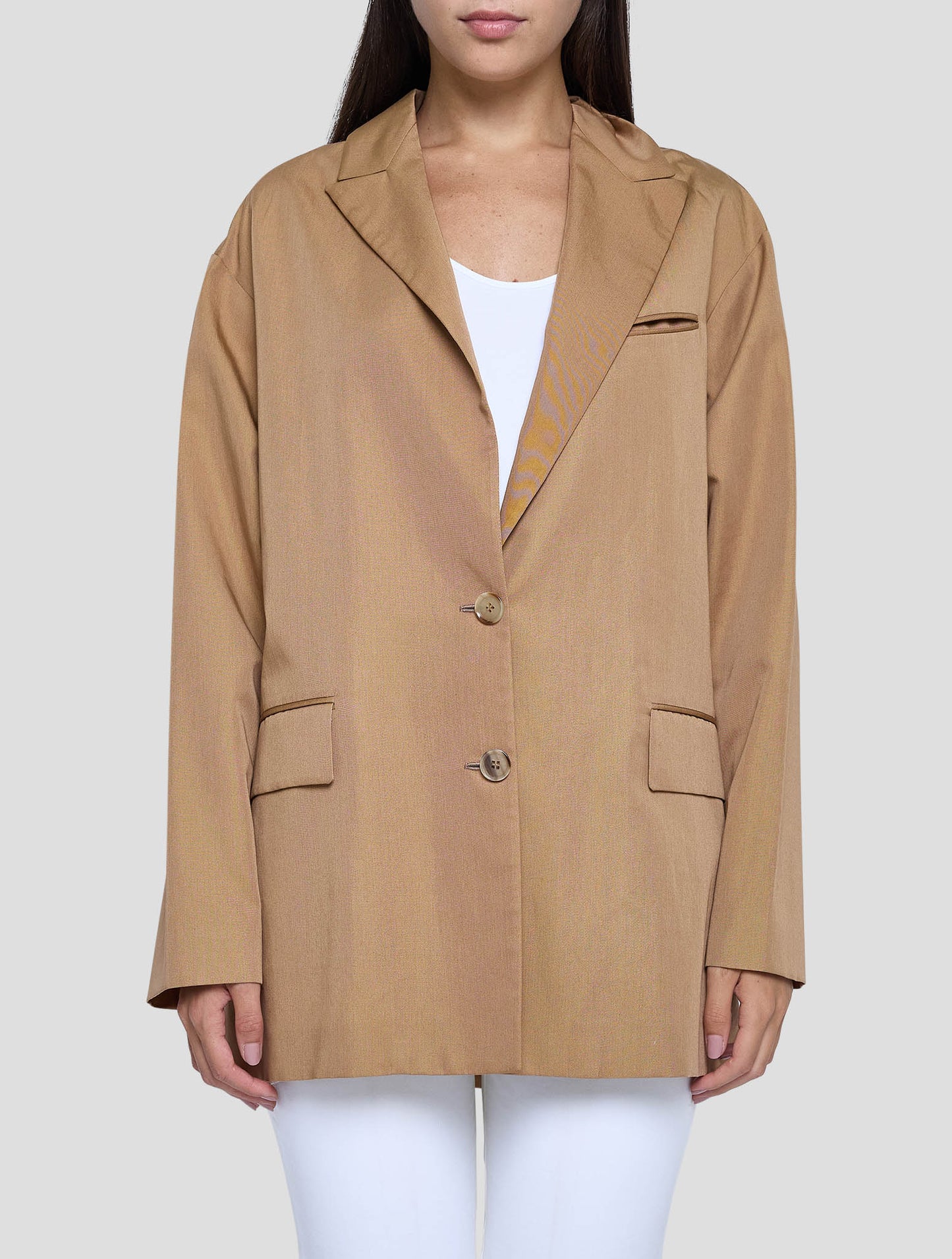 Kiton Brown Lyocell Viscose Silk Blazer Women